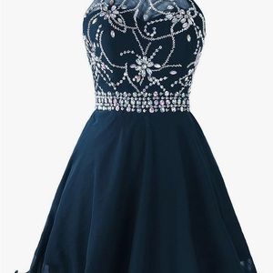 Topdress Women's Short Beaded Prom Dress Halter dress